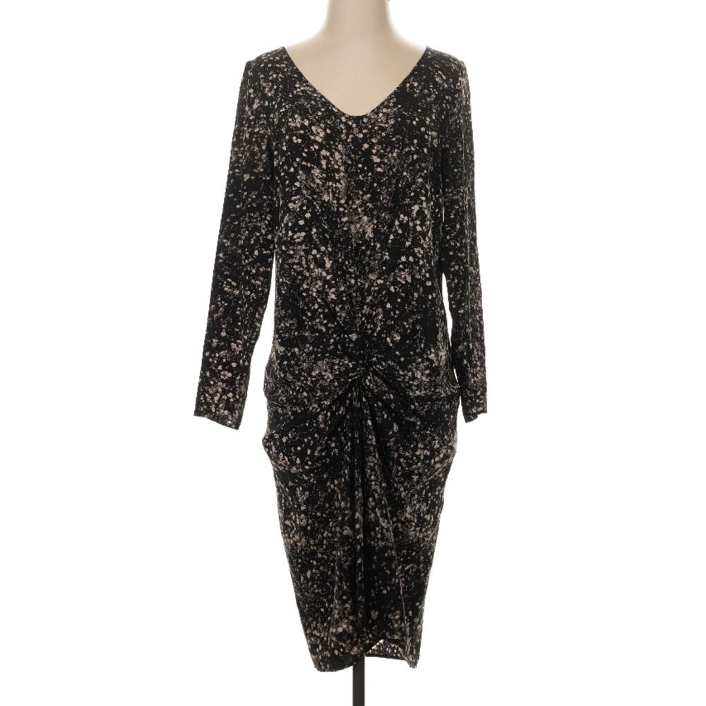 No. 6 Store Twist Front Black Abstract Splatter Print 100% Silk Dress 3 L